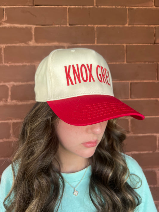 Tan/Red “Knox Grey” Trucker Hat