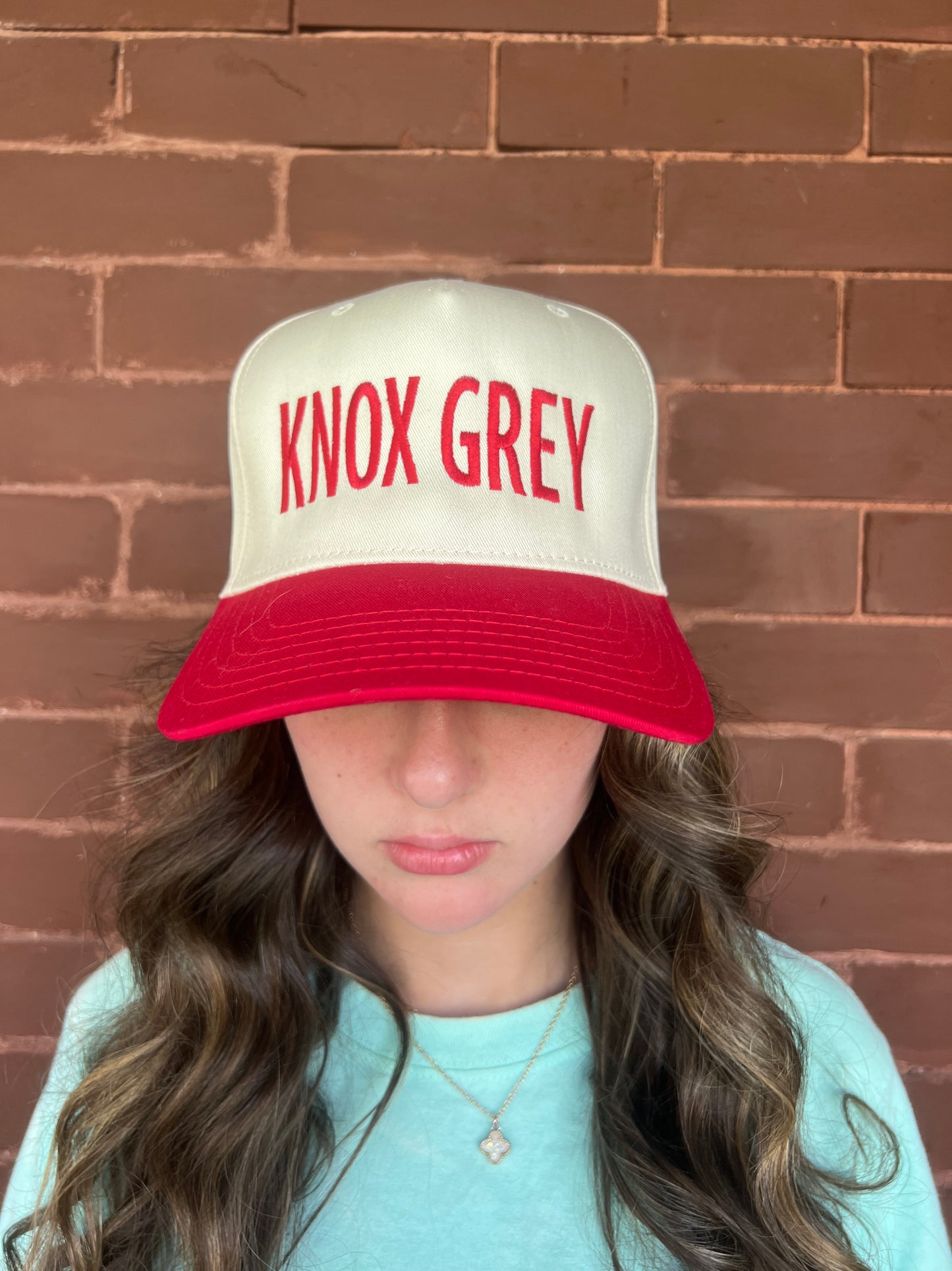 Tan/Red “Knox Grey” Trucker Hat