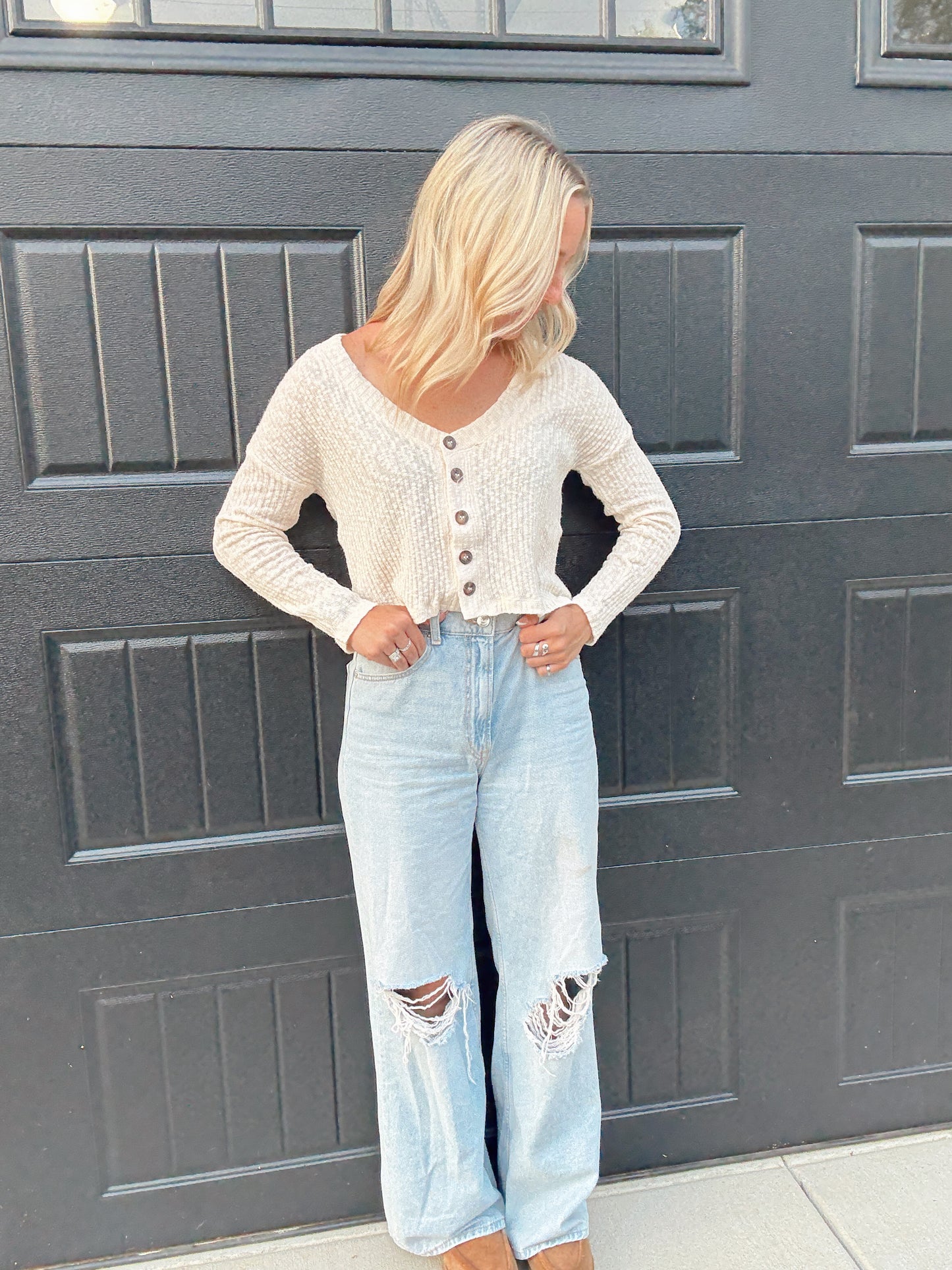 Cream Button Up Top