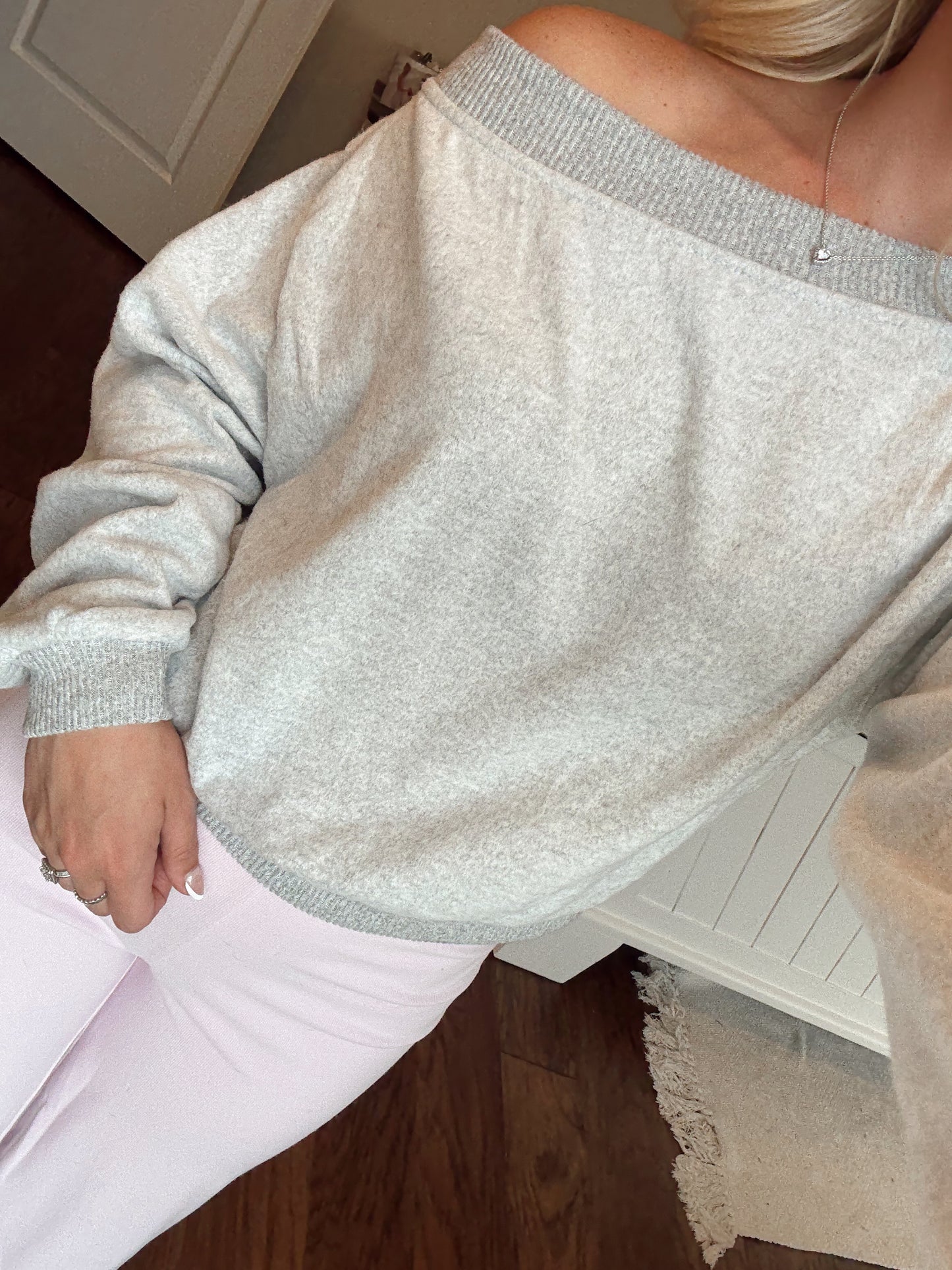Grey Off Shoulder Top