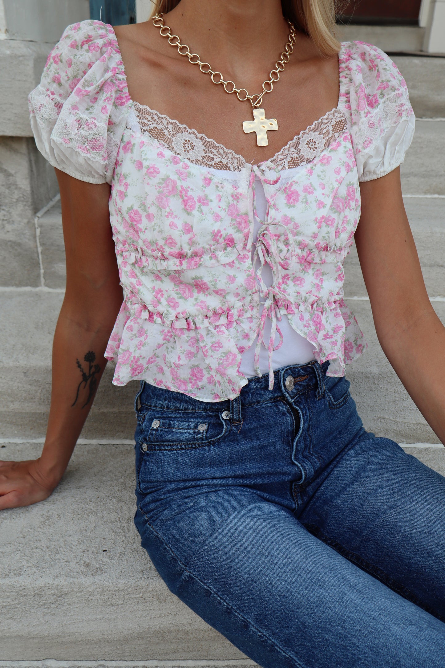 Laced Rose Top