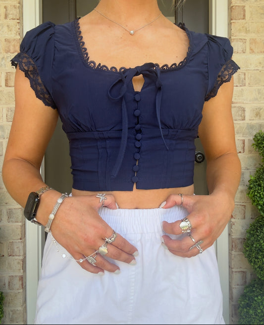 Navy Lace Top